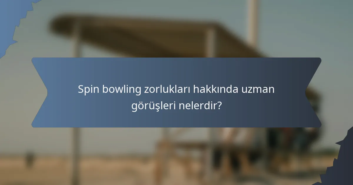 Spin bowling zorlukları hakkında uzman görüşleri nelerdir?